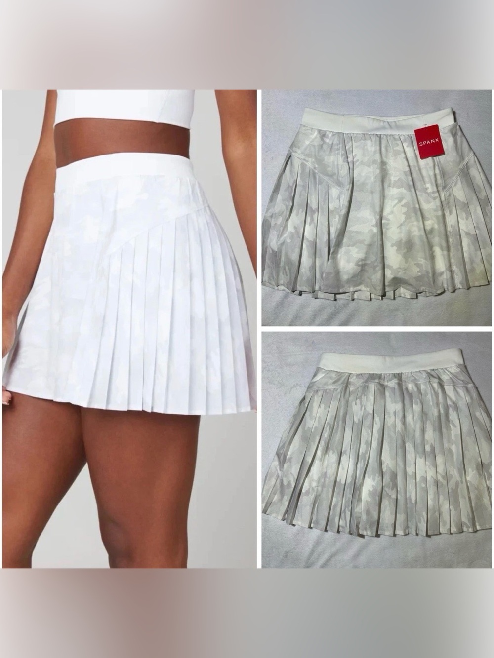 Spanx The Get Moving Pleated Skort White Camo 50273R Size XS NEW!